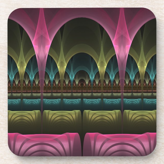 Special Fantasy Pattern Abstract Colorful Fractal Beverage Coaster (Front)