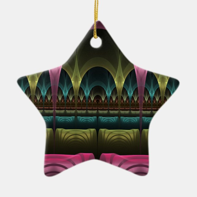 Special Fantasy Pattern Abstract Colorful Fractal Ceramic Ornament (Front)