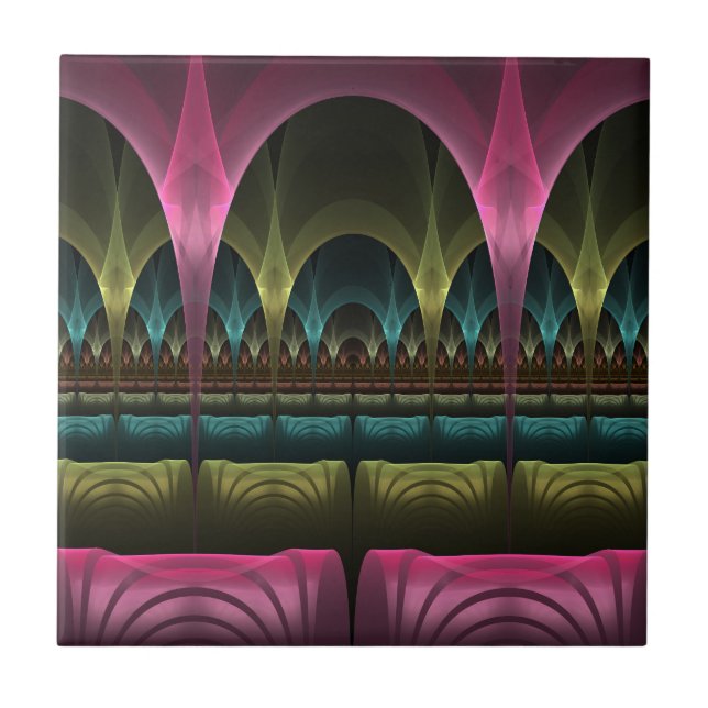 Special Fantasy Pattern Abstract Colorful Fractal Ceramic Tile (Front)