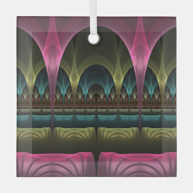 Special Fantasy Pattern Abstract Colorful Fractal Glass Ornament (Front)