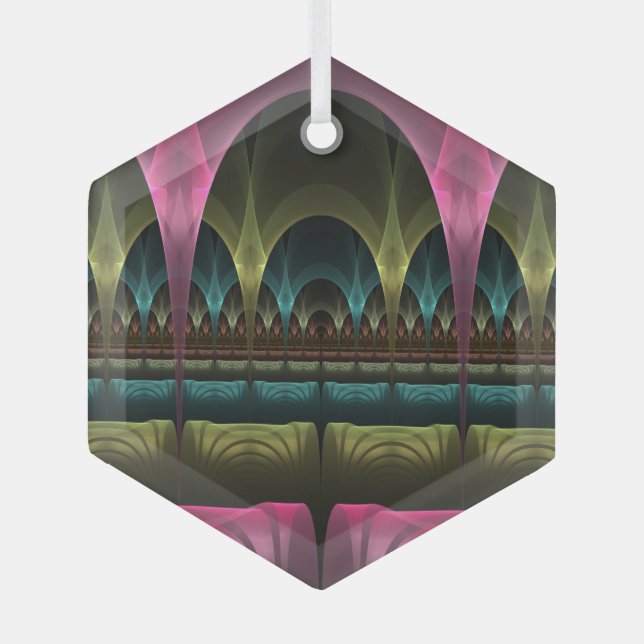 Special Fantasy Pattern Abstract Colorful Fractal Glass Ornament (Front)
