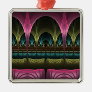 Special Fantasy Pattern Abstract Colorful Fractal Metal Ornament