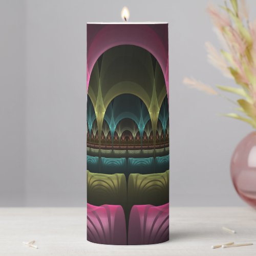 Special Fantasy Pattern Abstract Colorful Fractal Pillar Candle