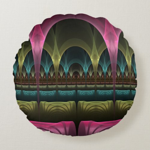 Special Fantasy Pattern Abstract Colorful Fractal Round Pillow