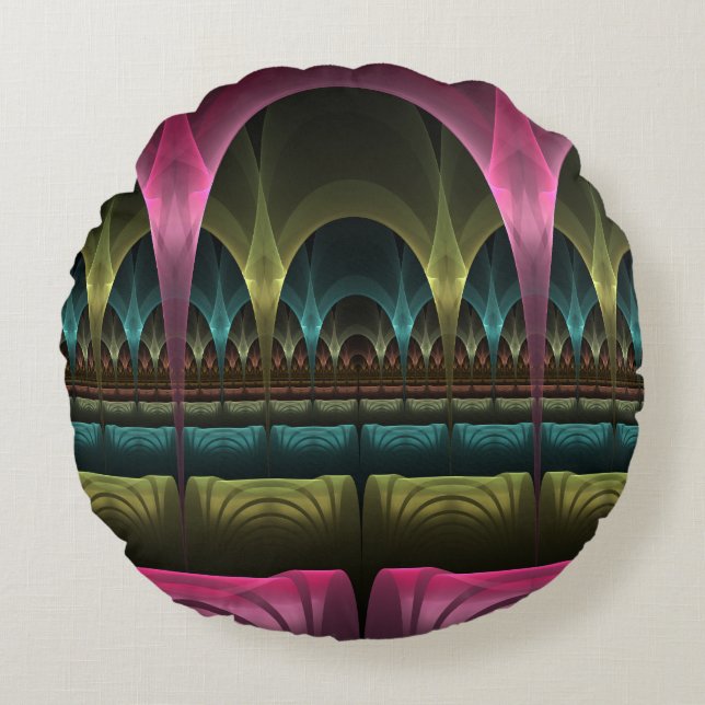 Special Fantasy Pattern Abstract Colorful Fractal Round Pillow (Front)