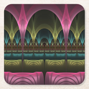 Special Fantasy Pattern Abstract Colorful Fractal Square Paper Coaster