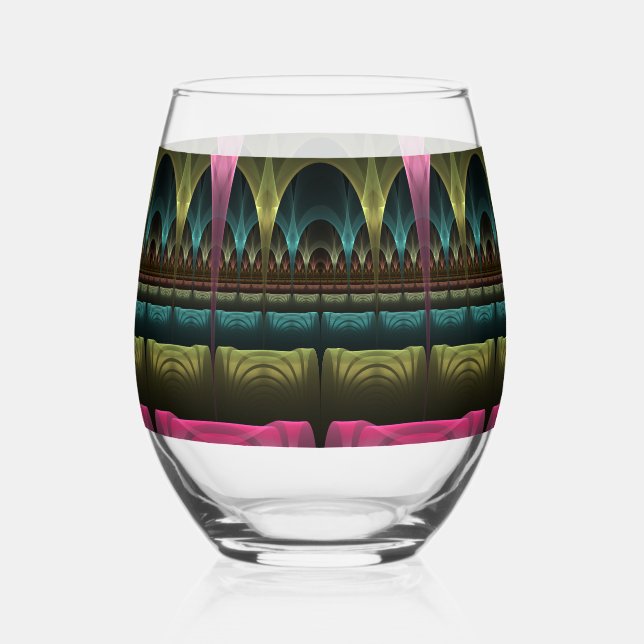 Special Fantasy Pattern Abstract Colorful Fractal Stemless Wine Glass (Front)