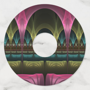 Special Fantasy Pattern Abstract Colorful Fractal Wine Glass Tag