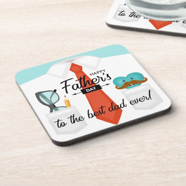 Special Fathers Day Greetings to the Best Dad Ever Beverage Coaster (Left Side)