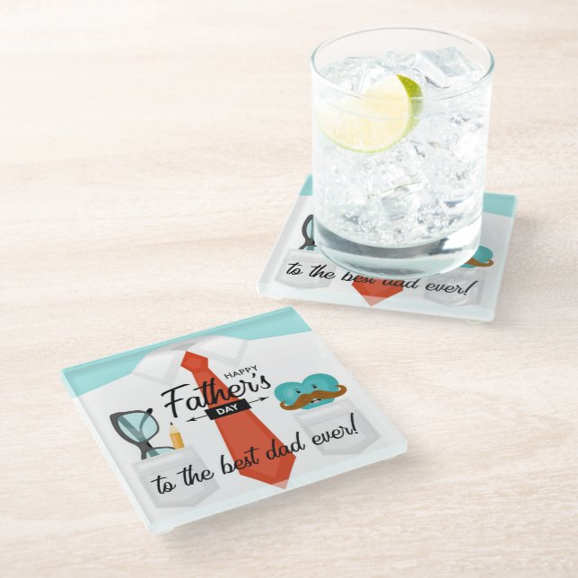 Special Fathers Day Greetings to the Best Dad Ever Glass Coaster (Angled)