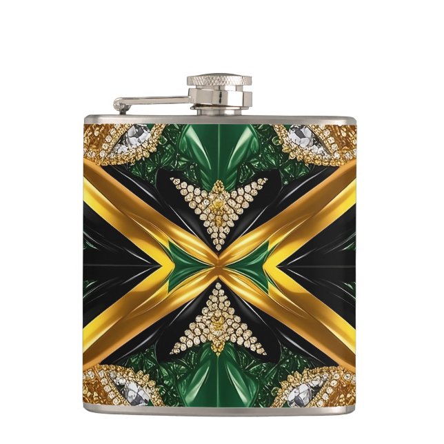 Special flask with Jamaican Colors Design (Front)