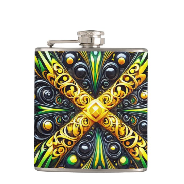 Special flask with Jamaican Colors Design (Front)