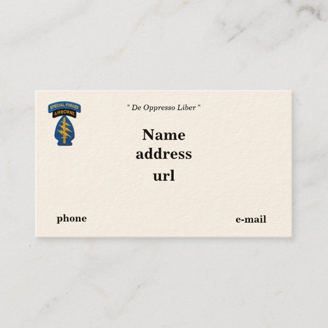 Special Forces Green Berets Rangers SFG SF Patch Business Card (Front)