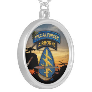 Special Forces Green Berets sf sof veterans vets Silver Plated Necklace