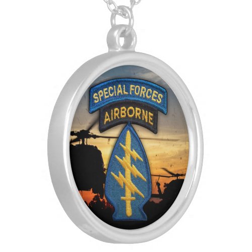 Special Forces Green Berets sf sof veterans vets Silver Plated Necklace