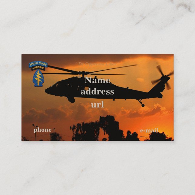 Special Forces Green Berets SFG SF SOF vets patch Business Card (Front)