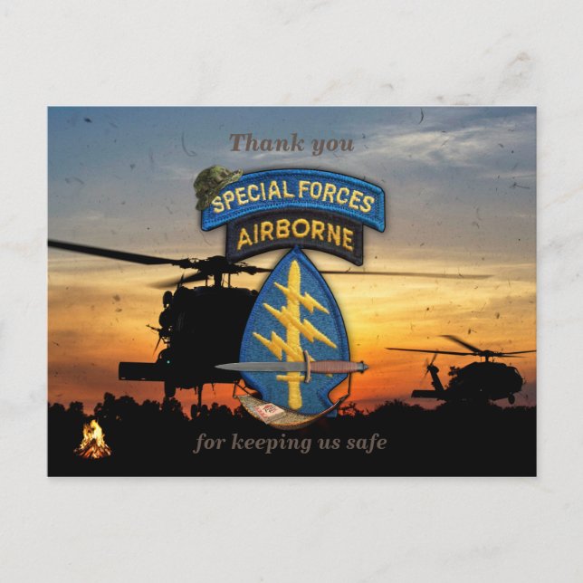 Special forces green berets veterans vets patch postcard (Front)