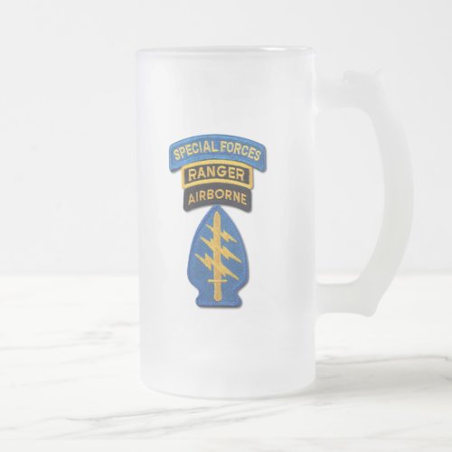 Special Forces Group Green Berets SF SOF SFG SOC Frosted Glass Beer Mug