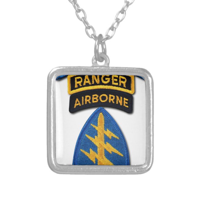 Special Forces Group Green Berets SF SOF SFG SOC Silver Plated Necklace (Front)