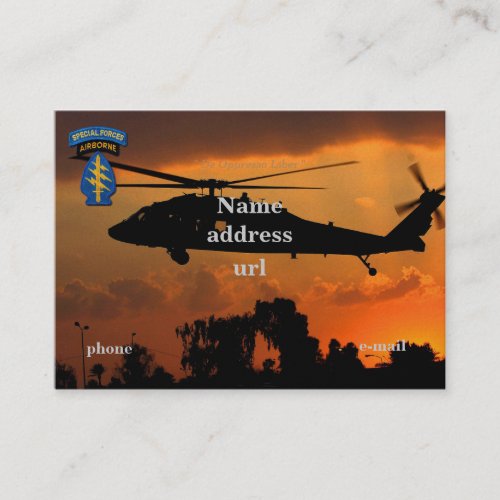 Special Forces Group Green Berets SFG SF LRRP Vets Business Card