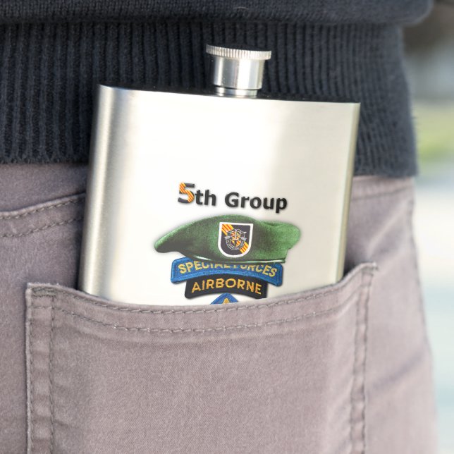 Special Forces Group Green Berets SFG SF LRRP Vets Hip Flask (In Situ)