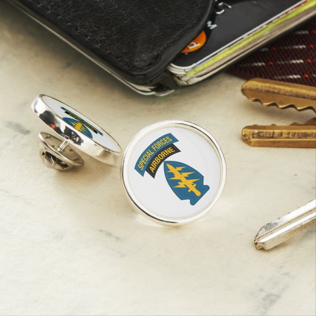 Special Forces insignia Airborne Tab Lapel Pin (In Situ)