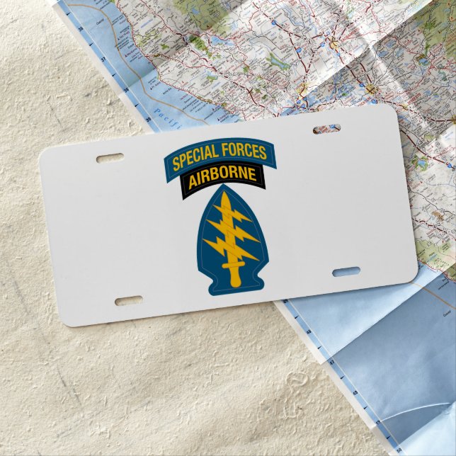 Special Forces insignia Airborne Tab License Plate (In Situ)