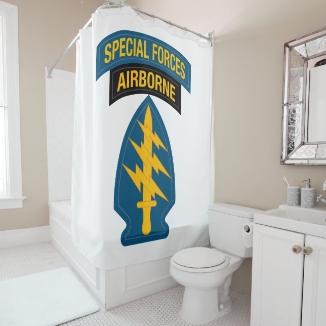 Special Forces insignia Airborne Tab Shower Curtain (In Situ)
