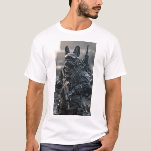 Special Forces Soldier with a French Bulldog T_shi T_Shirt