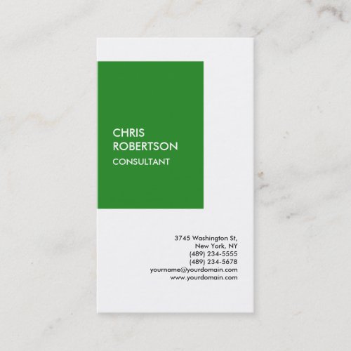 Special Forest Vivid Green White Modern Unique Business Card