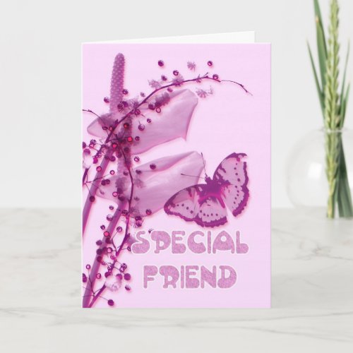 Special Friend Birthday card pink with buttefly a Card