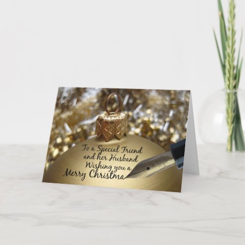 Special Friend  her Husband Merry Christmas card