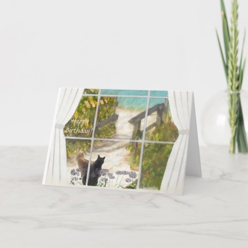 Special Friend Message Cats and Ocean Birthday