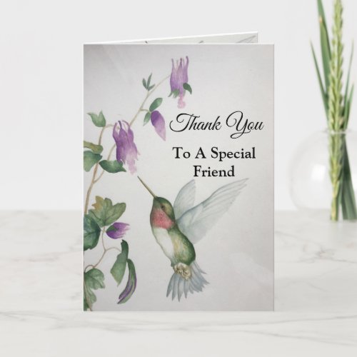 Special Friend Thank You Hummingbird Garden Card