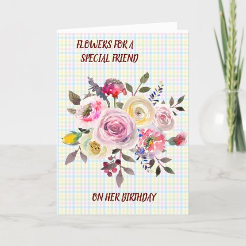 Special Friend Watercolor Floral Birthday Wishes Card