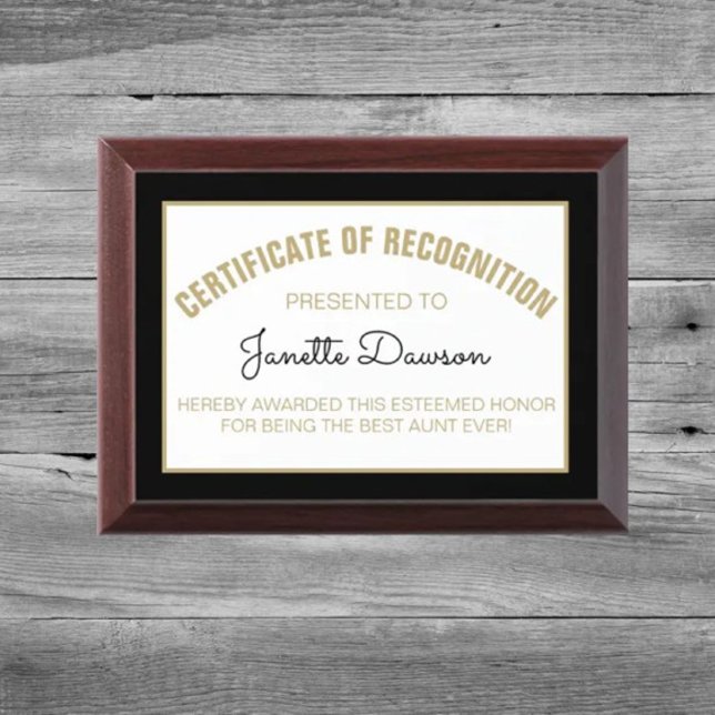 Special Gift! Best AUNT Certificate plaque (Creator Uploaded)