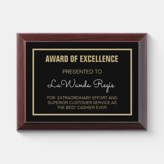 Special Gift! Best Cashier Award plaque | Zazzle.com