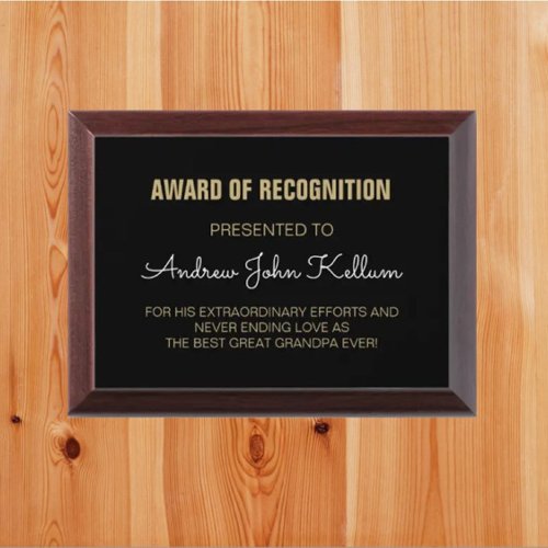 Special Gift Best Great Grandpa Award plaque