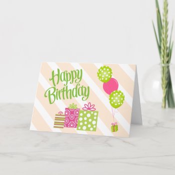 Special Girl's Pink And Green Birthday Card by Siberianmom at Zazzle