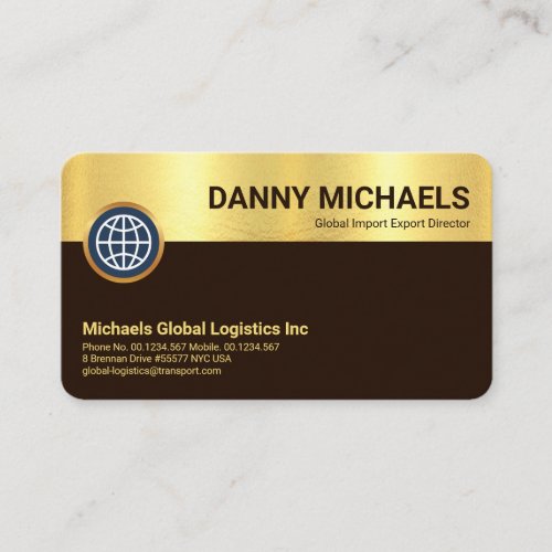 Special Gold Brown Layers Logistics Business Card
