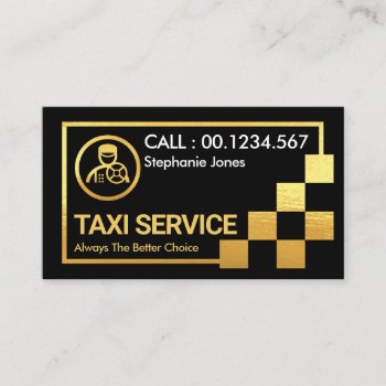 Special Gold Check Box Frame Taxi Cab Business Card by keikocreativecards at Zazzle