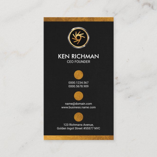 Special Gold Dots And Borders CEO Founder Business Card (Front)