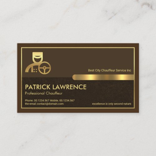 Special Gold Frame Brown Grunge Layer Chauffeur Business Card