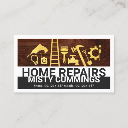 Special Gold Handyman Tools On Timber Business Card