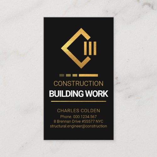 Special Gold Letter_C Rebar Construction Business Card