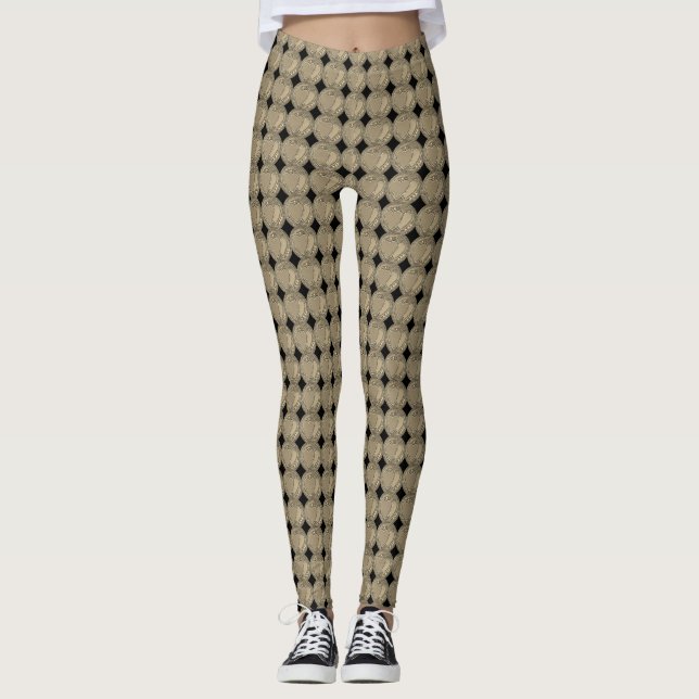 Special Golden Silver Polka dot Feminine Lovely Leggings (Front)