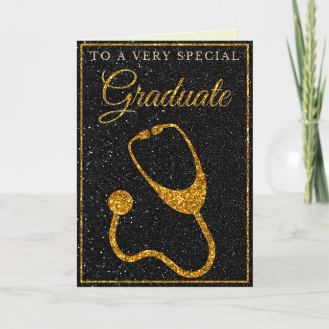 Special Graduate Gold Glitter Doctor Card (Front)