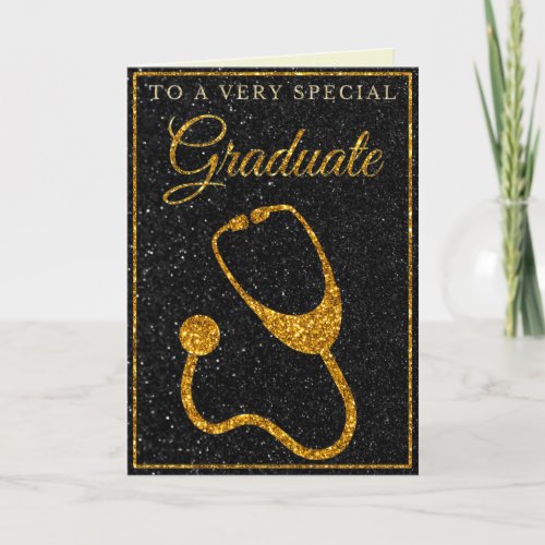 Special Graduate Gold Glitter Doctor Card