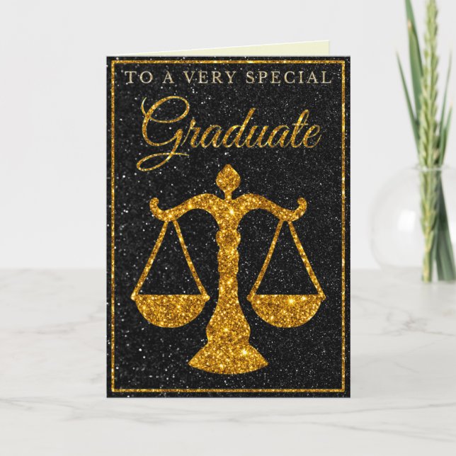 Special Graduate Gold Glitter Law Card (Front)