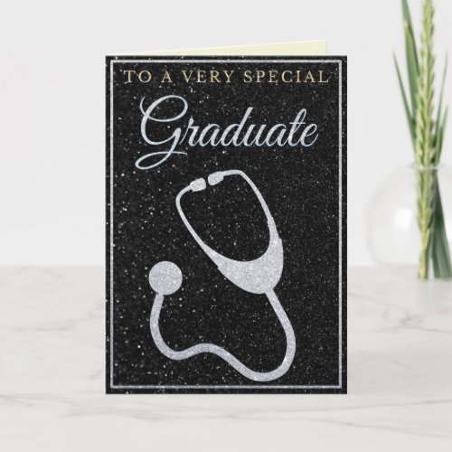 Special Graduate Silver Glitter Doctor Card